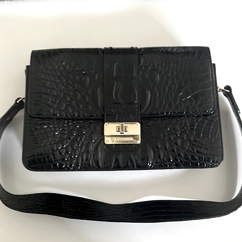 Black Snakeskin Leather Brahmin Bag